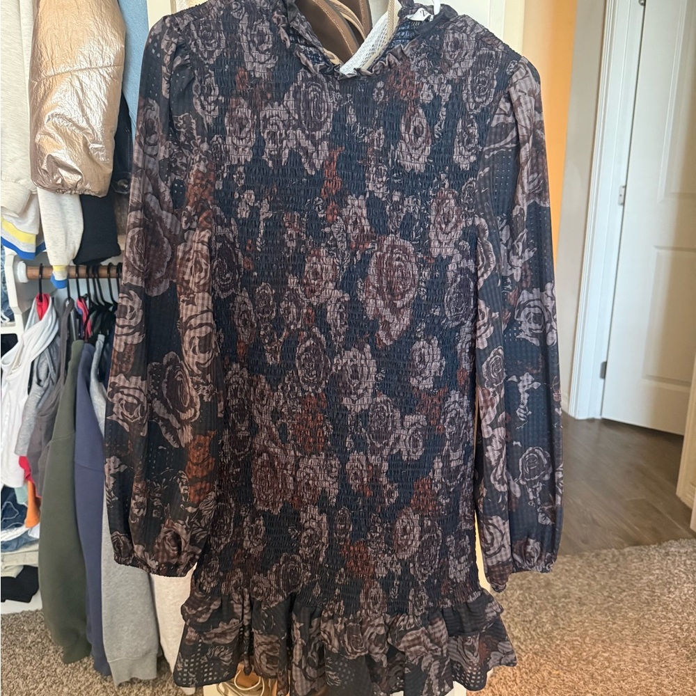 Zara Navy Textured dress